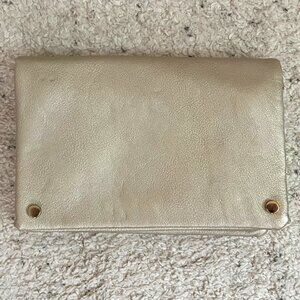 Gold Foldover Convertible Clutch/Shoulder Bag